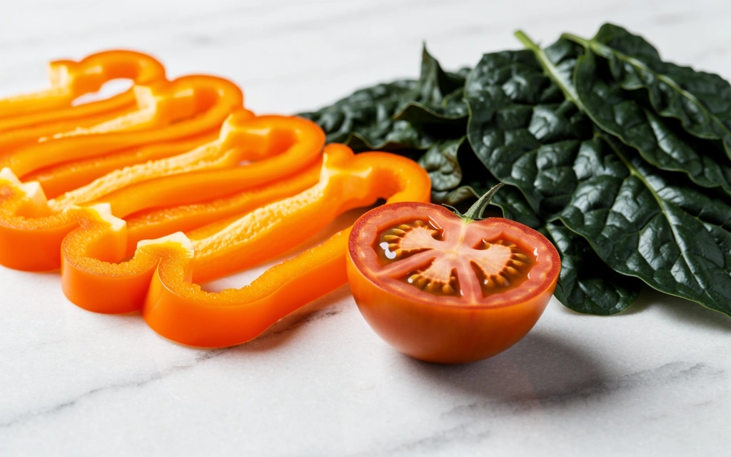 Variedad de vegetales y frutas frescas